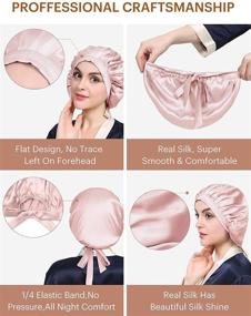 img 2 attached to 🌙 LilySilk 100% Mulberry Silk Bonnet for Sleeping, 19 Momme Night Sleep Cap with Adjustable Hair Wrap