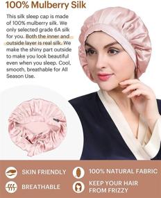 img 3 attached to 🌙 LilySilk 100% Mulberry Silk Bonnet for Sleeping, 19 Momme Night Sleep Cap with Adjustable Hair Wrap
