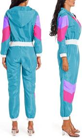 img 2 attached to Color Block Windbreaker Jumpsuit for Women: Long Sleeve, Zip Front, Elastic Waist, Hooded