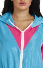 img 1 attached to Color Block Windbreaker Jumpsuit for Women: Long Sleeve, Zip Front, Elastic Waist, Hooded