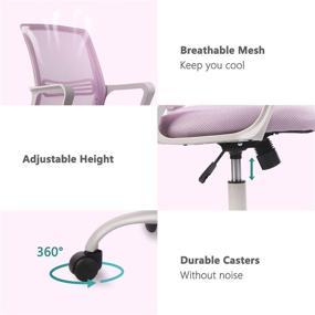 img 2 attached to 🪑 Ergonomic Desk Chair with Lumbar Support and Armrest, Pink Mesh Executive Office Chair for Home Office with Rolling Swivel, Adjustable Mid Back