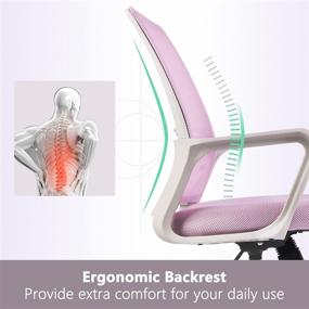 img 3 attached to 🪑 Ergonomic Desk Chair with Lumbar Support and Armrest, Pink Mesh Executive Office Chair for Home Office with Rolling Swivel, Adjustable Mid Back