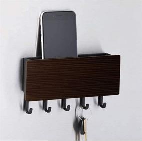 img 2 attached to 🔑 Minimalist Design Wall Key Holder with Adhesive - Dark Brown | Key Hanger, Key Hook for Wall, Key Rack for Entryway, with Mount Hardware and Adhesive Strips included