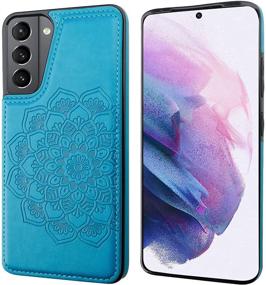 img 2 attached to 📱 Vaburs Galaxy S21 Wallet Case: Premium PU Leather, Embossed Mandala Pattern, Card Holder, Double Magnetic Buttons - Blue (6.2")