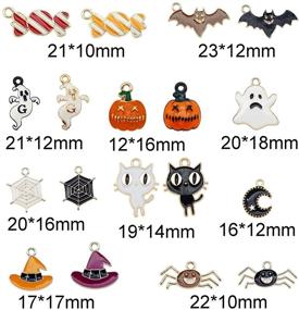 img 3 attached to 🎃 Spooktacular Halloween Charm Set: 54pcs Enamel Candy Pumpkin Ghost Spider Bat Pendants for Holiday Jewelry Making DIY!