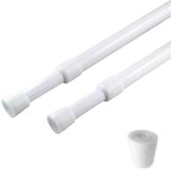 🔒 set of 2 adjustable 28-43 inch spring tension curtain rods, 5/8" diameter, white - small short expandable spring loaded rods for window, bathroom, cupboard, kitchen logo
