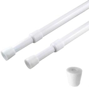 img 4 attached to 🔒 Set of 2 Adjustable 28-43 Inch Spring Tension Curtain Rods, 5/8" Diameter, White - Small Short Expandable Spring Loaded Rods for Window, Bathroom, Cupboard, Kitchen