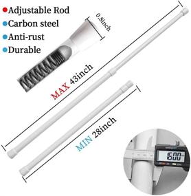 img 3 attached to 🔒 Set of 2 Adjustable 28-43 Inch Spring Tension Curtain Rods, 5/8" Diameter, White - Small Short Expandable Spring Loaded Rods for Window, Bathroom, Cupboard, Kitchen
