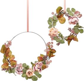 img 4 attached to 🌸 RozeUp Fall Floral Hoop Wreath - 14 Inch Front Door Decor, Set of 2 Indoor Wreaths - Perfect for Floral Nursery, Wedding & Home