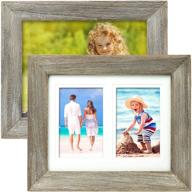 🖼️ set of 2 rustic barnwood picture frames - weathered gray wood, wall/desktop display - fits 8x10, 5x7, 4x6 w/ matte logo