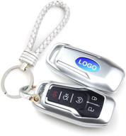thor-ind abs car key fob case cover key chain for ford taurus mustang f-150 f-450 explorer fusion edge lincoln mkc mkz mkx 4/5-button smart key glossy plastic protective shell (silver) logo