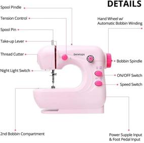 img 1 attached to 🧵 Beletops Mini Portable Sewing Machine with Foot Pedal, Double Thread and LED Light – Perfect for All Fabric Types, Beginners, Household, Girls – Pink