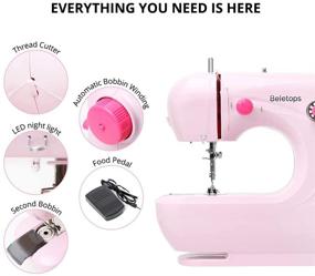 img 3 attached to 🧵 Beletops Mini Portable Sewing Machine with Foot Pedal, Double Thread and LED Light – Perfect for All Fabric Types, Beginners, Household, Girls – Pink