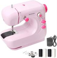 🧵 beletops mini portable sewing machine with foot pedal, double thread and led light – perfect for all fabric types, beginners, household, girls – pink logo