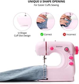 img 2 attached to 🧵 Beletops Mini Portable Sewing Machine with Foot Pedal, Double Thread and LED Light – Perfect for All Fabric Types, Beginners, Household, Girls – Pink