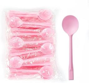 img 1 attached to 🍴 100 Heavy Duty Plastic Spoons with Pink Handle – Premium Silverware Set (5.5", Pack of 100)