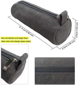 img 3 attached to 🎒 Enyuwlcm Heavy Canvas Stationery Pencil Bag - Stylish, Simple & Durable Zipper Pouch, 1-Pack Gray