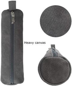 img 1 attached to 🎒 Enyuwlcm Heavy Canvas Stationery Pencil Bag - Stylish, Simple & Durable Zipper Pouch, 1-Pack Gray