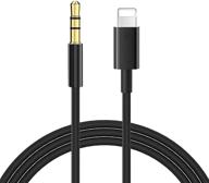 🍎 apple mfi certified aux cord for iphone 12/11/xs/xr/x/8 7, 3.3ft lightning to 3.5mm aux cable for car/home stereo - black logo