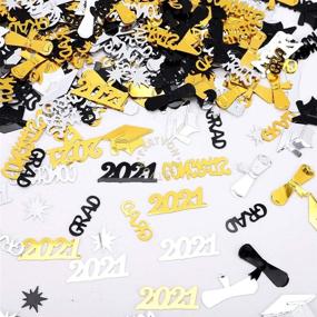 img 4 attached to 🎉 2021 Graduation Party Decorations - Black and Gold Graduation Confetti Table Decor for Graduation Party Supplies, Congratulations Grad Party Decorations