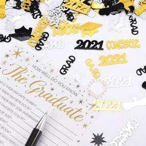 img 3 attached to 🎉 2021 Graduation Party Decorations - Black and Gold Graduation Confetti Table Decor for Graduation Party Supplies, Congratulations Grad Party Decorations