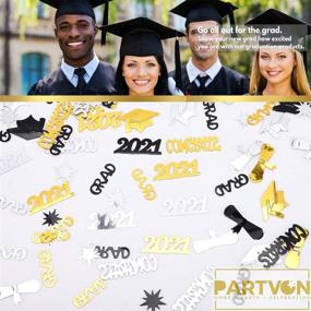 img 2 attached to 🎉 2021 Graduation Party Decorations - Black and Gold Graduation Confetti Table Decor for Graduation Party Supplies, Congratulations Grad Party Decorations