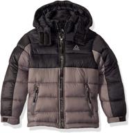 🧥 sporty and stylish: reebok active hooded bubble classic boys' jackets & coats logo