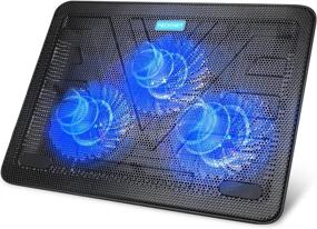 img 4 attached to 💻 TECKNET Laptop Cooling Pad: Slim, Quiet USB Powered Notebook Cooler Stand with 3 Blue LED Fans – Fits 12-17 Inches (Black)
