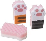 🐾 lufofox kitchen scrub sponges: 3-pack non-scratch cute cat paw shape dishwashing sponges - pink logo