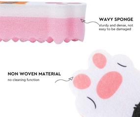 img 2 attached to 🐾 LUFOFOX Kitchen Scrub Sponges: 3-Pack Non-Scratch Cute Cat Paw Shape Dishwashing Sponges - Pink