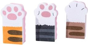 img 1 attached to 🐾 LUFOFOX Kitchen Scrub Sponges: 3-Pack Non-Scratch Cute Cat Paw Shape Dishwashing Sponges - Pink