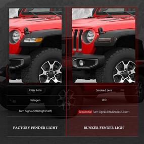 img 3 attached to 🚦 Комплект передних фар BUNKER INDUST JL LED для Jeep Wrangler 2018-2020 - последовательный мигающий поворотник, DRL + габаритные огни, задымленные объективы передней световой дуги колеса