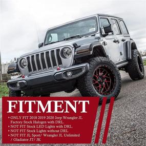 img 2 attached to 🚦 Комплект передних фар BUNKER INDUST JL LED для Jeep Wrangler 2018-2020 - последовательный мигающий поворотник, DRL + габаритные огни, задымленные объективы передней световой дуги колеса