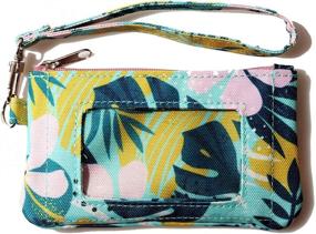 img 3 attached to 🌴 Tropical Print Zippered Wallet with Front ID Window and Card Holder for Women