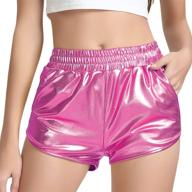 perfashion women's sparkly metallic shiny shorts: ideal hot yoga outfit logo