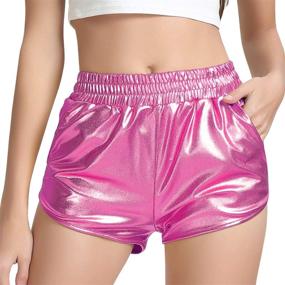 img 4 attached to Perfashion Women's Sparkly Metallic Shiny Shorts: Ideal Hot Yoga Outfit