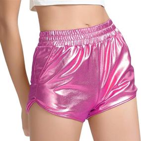 img 1 attached to Perfashion Women's Sparkly Metallic Shiny Shorts: Ideal Hot Yoga Outfit