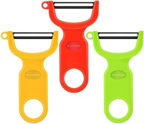 img 4 attached to 🔪 Versatile Original Swiss Peeler Trio in Vibrant Red, Green, and Yellow - 3-Pack