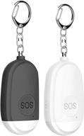 nereids net 2 pack personal alarm, 130db self defense keychain, usb rechargeable safety alarms with led light for seniors, women, children - black & white logo