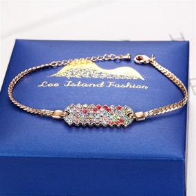 img 2 attached to 💎 Lee Island Multicolor Austrian Crystal Adjustable Fashion Bar Bangle Bracelet - Perfect Gift for Women and Girls