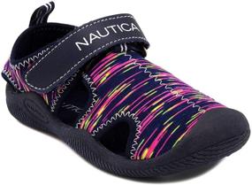 img 4 attached to 👟 Nautica защитные сандалии с закрытым носком - однотонные черные 11 мальчиковая обувь: прочный и надежный вариант для активных детей.