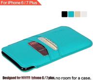 📱 professional executive case design - teal pu leather protective sleeve pouch cover for apple iphone 8 plus/7 plus/6 plus/6s plus (5.5”) - 2 card slots, elastic pull strap logo