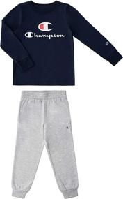 img 4 attached to Champion Sleeve Sweatpant Clothes Heather Boys' Clothing ~ Clothing Sets