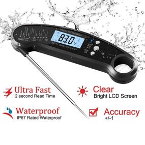 img 3 attached to SKERYBD Instant Read Meat Thermometer for Cooking, Digital Food Thermometers for Kitchen Grilling with Probe, IP67 Waterproof(Black)