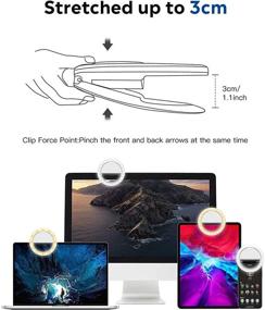 img 2 attached to 📸 Clip-on Selfie Ring Light with Adjustable Brightness | Portable LED Light for iPhone, Laptop Photography, Live Camera, Makeup | Use While Charging, 600mAh Battery, 3+1 Light Modes