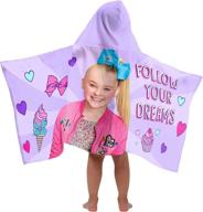 nickelodeon jojo siwa follow your dreams purple hooded bath/pool/beach towel by jay franco logo