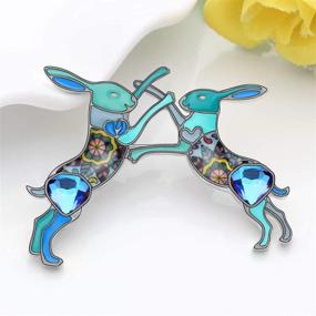 img 3 attached to 🐰 Elevate Your Style with the NEWEI Enamel Alloy Rhinestone Easter Hare Rabbit Brooch Pin - A Fashionable Animal Jewelry Gift for Women and Girls