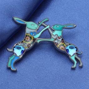 img 1 attached to 🐰 Elevate Your Style with the NEWEI Enamel Alloy Rhinestone Easter Hare Rabbit Brooch Pin - A Fashionable Animal Jewelry Gift for Women and Girls