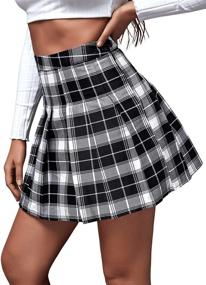 img 1 attached to 👗 SweatyRocks Women's Casual Plaid Mini Skirt - Stylish High Waist A-Line Pleats