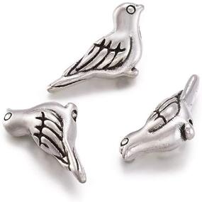 img 3 attached to 🕊️ Fashewelry 50Pcs Tibetan Metal Bird Charm Beads, Antique Silver Spacer Beads 7x14mm with 1mm Hole, Ideal for Jewelry Making